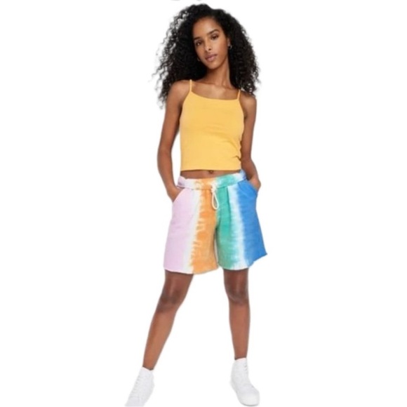 Wild Fable Women's Multicolor Tie Dye High Rise Fleece Bermuda Shorts - Picture 2 of 5